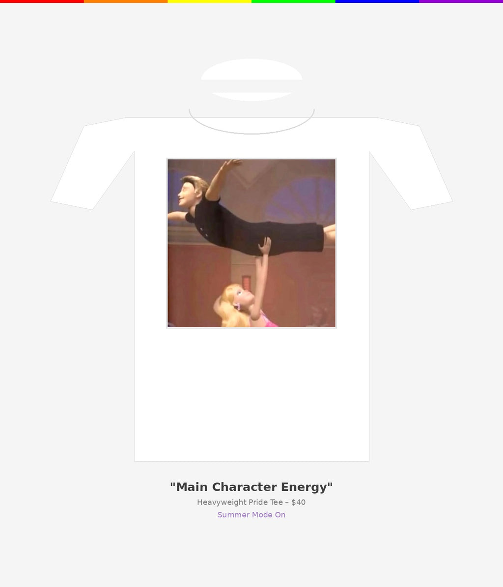 Heavyweight Pride Tee – "Main Character Energy" Meme Edition - Product Mockup
